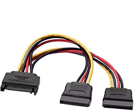 AISENS - A131-0353 - Câble Sata Alimentation, Sata Mâle à 2 Sata Femelle, 20 cm