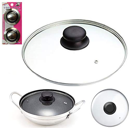 HK Online Tempered Glass Pan Lid with 2 Knobs, 20 cm Size