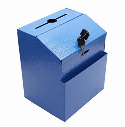 KONGY Briefkasten, Abschließbar Einfach Amerikanischer Stil Mailbox Draussen Haus Metall Letterbox, 2 Schlüssel Letterbox (Farbe : Blau)
