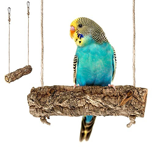 Korkast als Schaukel für Vögel und Nager | AST aus Naturkork zum Schaukeln, Spielen, Anknabbern und Knuspern | 2,5-5 cm DM | Breite 20 cm | desinfiziert | Karabinerhaken aus Edelstahl