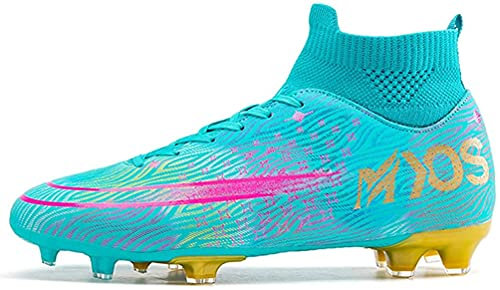 WOWEI Fußballschuhe Herren High Top Spike Cleats Outdoor Athletics Professionelle Fussballschuhe Kinder Trainingsschuhe Fußballschuhe Sportschuhe Wettkampf (FBM-X26, 39EU)