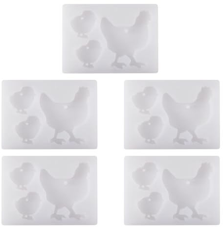 PandaHall Lot de 5 moules en silicone en forme de poule et d'animal en résine époxy pour loisirs créatifs, porte-clés, bijoux, loisirs créatifs