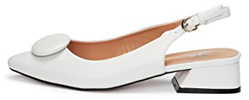 Rio Fiore Scarpe con Tacco, Décolleté Donna, 4 cm Tacco Largo, Slingback, Nero/Bianco/Blu/Bordeaux/Nero/Gialla/Tortora/Beige, Similpelle, Ecopelle Scamosciata, Cinturino sul Retro, ML682-0716