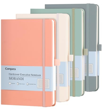 Comix A5 Lined Journal Notebook, 4 Pack, 176 Pages, 5.5 x 8.3, 100gsm Thick Paper, A5 notebooks Hardcover Notepad with Pen Loop and Inner Pocket, for Writing, Travel, Office, School