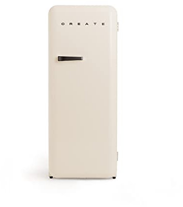 CREATE / RETRO FRIDGE 150 BLACK/Réfrigérateur blanc cassé avec poignée noir et congélateur 281L / 102W, faible consommation, 150 cm, 3 étagères, régulateur de température, 60x60x150 cm