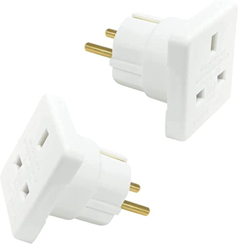 COSHAL® (1) EU European Plug Adapter | 3 Pin to 2 Pin Eu-ropean Travel Adaptor UK to All European Countries, Europe EU Euro Tourist Travel Plug Power Mains Adapter Max 10A 250V White (1 Plug)