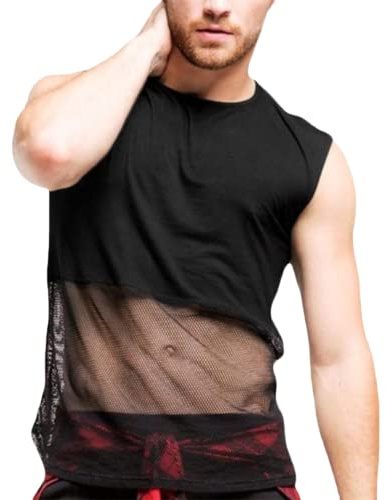 JPXJGT Transparente Camiseta de Tirantes Malla para Hombre Camiseta de Rejilla