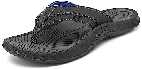 ChayChax Flip Flops för män bågstöd strandsandaler utomhus sport stringsandal med mjuk fotbädd, Djup grå-blå, 46 EU