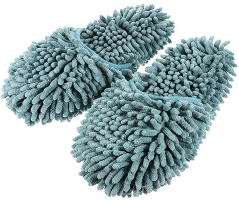 NIYANGLE Zapatillas De Limpieza Reutilizables Pantuflas Mopa Antideslizantes De Microfibra para Barrer y Trapear Lavables y para y Gris Verde