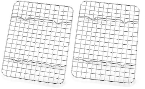 HaWare Kylgaller set om 2, kakgaller i mini-rostfritt stål, kylgaller, rektangulärt bakgaller för bakning/kylning/stekning/grillning, 22,2 x 16 x 2 cm, diskmaskinssäker