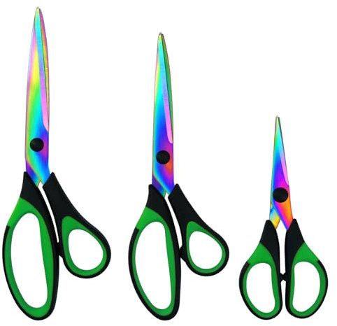 CCR Multipurpose Scissors,Stainless Steel Sharp Colourful Titanium Coating Blades,Soft Comfort-Grip Handles,General Purpose Scissors Suitable for Families, Offices and Schools,Set of 3.