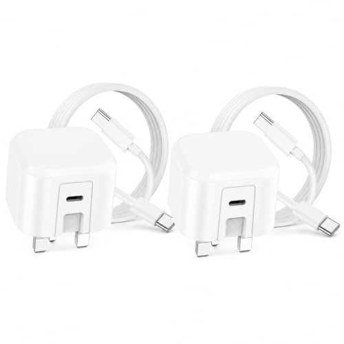 2 Pack For Samsung Galaxy A17 A16 A15 A14 USB C Fast Charger Plug and Cable | For Samsung A13 A12, 25W PD port UK mains adapter, 60W braided USB C to C charger cable