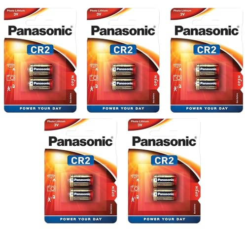 PANASONIC Pack of 5 Blister Packs of 2 CR2 Lithium Photo Batteries – 3V
