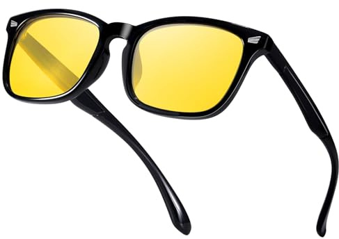TJUTR Night Driving Glasses for Men Women Polarised Yellow Anti Glare Night Vision Glasses Reduce Headlight Glare for Driving