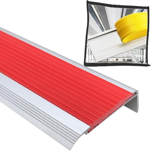 BGBZHMMEE Winkelprofil Aluminium Treppenkantenprofil Selbstklebend Treppenkantenschutz Eckschutzleiste In L-Form, Aluwinkel Übergangsleiste Kantenschutzprofil(Red,50cm-1.6ft)