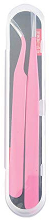 Augenbrauenpflege-Schönheitswerkzeug, Trimmer, Edelstahl, 2 Stück/Set, Entferner for falsche Wimpern, Pinzette, Zange, Make-up, Pink(Pink)