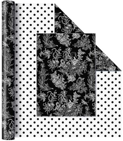 WERNNSAI 1 Rolle Blumen Geschenkpapier 10m x 43cm Blumenmuster | Blumen Geburtstagsparty Dekoration, Geschenkverpackung für Mädchen Frauen