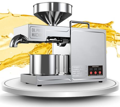 Pressa per Olio Automatica, Pressa per Olio a Caldo E Freddo in Acciaio Inossidabile, Frantoio Commerciale E Domestico 3-6kg/H, Estrattore Di Olio Di Semi Di Noce