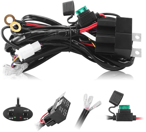 Erato LED Licht Kabelbaum Kit 18 AWG 3 Leitungen 12V 30A Inline-Sicherung | 40A Relais, zwei Steuerschalter Schaltmodi, für Lichtleiste Nebelscheinwerfer zusätzliche Arbeitsscheinwerfer