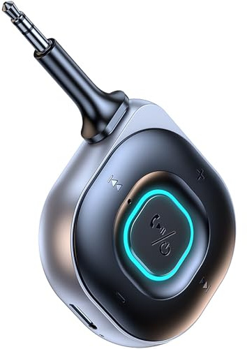 Gudemoore Adaptateur Bluetooth 5.3 Voiture, 2en1 Récepteur et Émetteur, pour TV/Stéréo/Haut-Parleurs/Écouteurs Filaires, 3.5mm AUX Bluetooth Recepteur Appel Main Libre,14H d'Autonomie