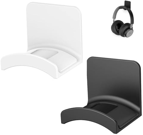 Vonavira 2 Pack Headphone Holder Hook - Stick-On Mount for Gaming Headsets & Controllers, Universal Headset Hanger Under Desk or Wall, 3M Adhesive Pad, Strong & Durable Design