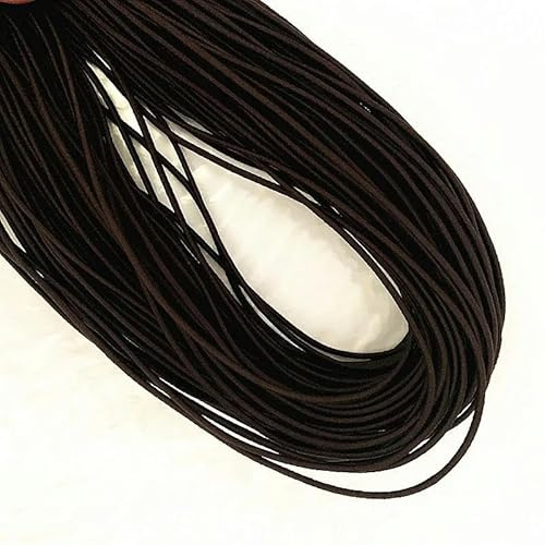 Venda elástica redonda de alta elasticidad de 2 mm para café, cuerda elástica redonda, banda de goma, línea elástica, accesorios de costura para bricolaje, 5-20 metros, café, 2 mm, 5 m