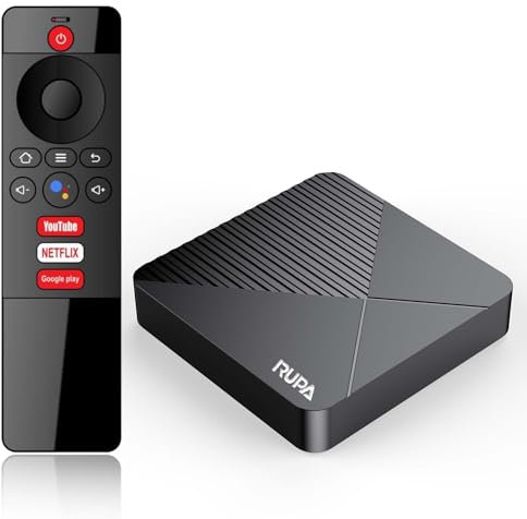 RUPA Android TV Box 13.0, 8K Android Smart TV Box with Voice Remote 4GB RAM 64GB ROM Dual WiFi2.4&5.8 WiFi6 BT5.0 HDR10 Support Video and Audio