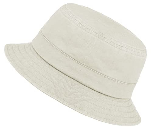 Van Der Rich ® - Washed Bucket aus Reiner Baumwolle Fischerhut mit UV-Schutz - Damen/Herren (Beige)