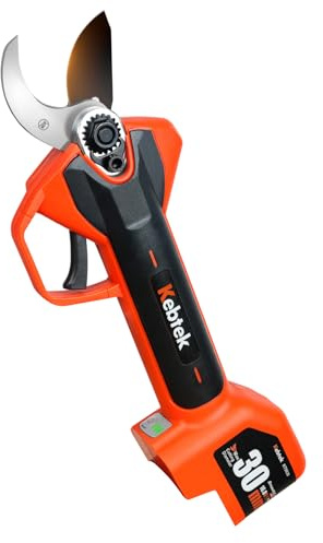 Kebtek Sécateur électrique sans fil professionnel 2025, 16,8 V, 30 mm, durée de vie, interrupteur de sécurité, sécateur Heavy Duty pour arbre, branche et rose (corps uniquement)