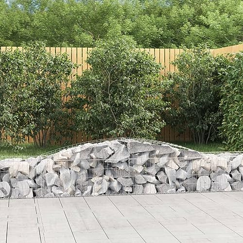 HaoChrymec Gabion avec Arceau Haut in Fer Galvanisé, Design Pratique, Panier à Pierre, Jardinière à Gabion, Parterre Surélevé en Gabion, 400 x 50 x 40/60 cm