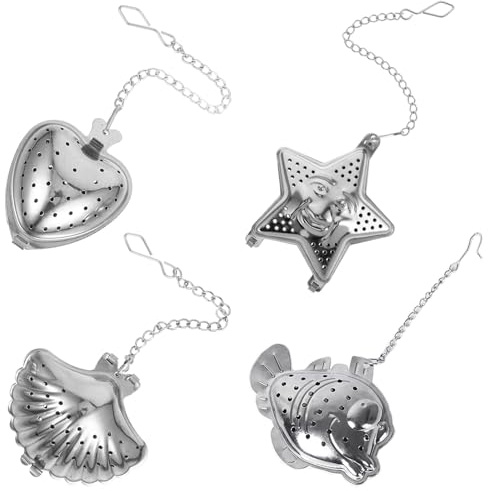 FAYAHAR 4 Pièces Filtre à Thé, Infuseur Thé en 304 Acier Inoxydable, Boule à Tea avec Ultra-Fin Maille Fine un Verrouillage Sécurisé, Réutilisable, pour Tasse, Théière, Verre Tasse