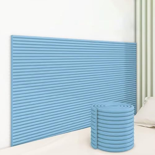 Generisch Paneele Wand Selbstklebend Blau, 40×200 cm Wandschutz Kinderzimmer, Verdickt Anti Collision Wandpolster Wasserfest Bett Kopfteil Polster, Schneidbar Selbstklebende Paneele Mehrzweck