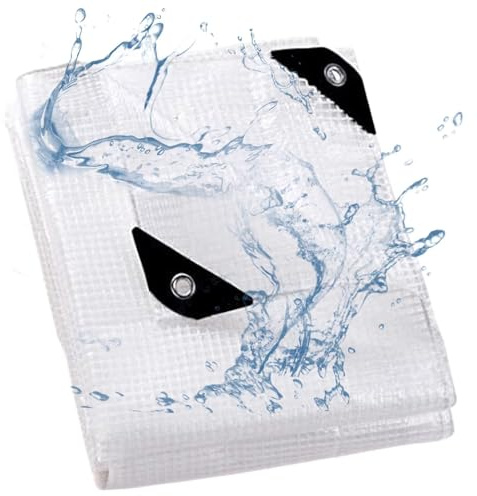 Telone impermeabile resistente da 200 g/m², 1,8 x 2,5 m, grande telo da campeggio per esterni, con occhielli, per la protezione dei mobili della roulotte, durevole telo bianco