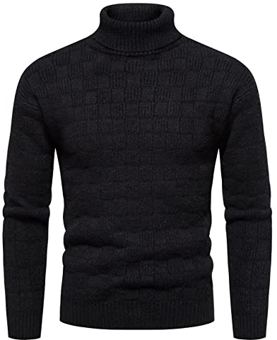 Pull Homme Col Roulé Pull Marque, Chaud Coupe Slim Pullover Doublure Polaire en Peluche Coton Décontracté À Manches Longues en Maille Fine Haut Quotidien Automne