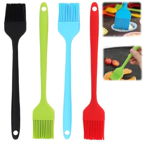 HABNI Pennello Da Cucina In Silicone 4 Pezzi, Pennello Da Imbastitura Da 8 Pollici, Pennello Griglia Resistente Al Calore, Pennello Olio Senza Bpa Per Cucinare, Cuocere Al Forno, Bbq, Design Monoblocc