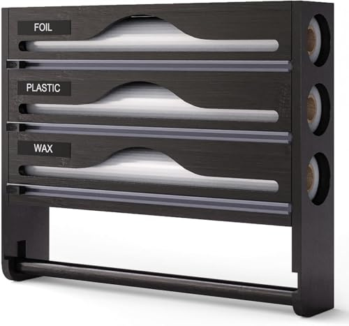 Porta pellicola e alluminio carta per alimenti, dispenser di pellicola in alluminio con taglierina e porta cucina, supporto portaoggetti per parete/cassetto da cucina