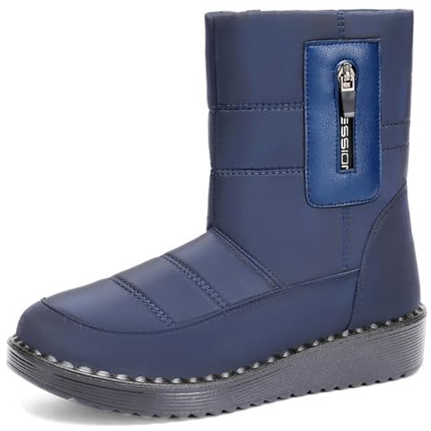 ENEN Bottes de Neige Imperméable Femme Homme 36-41, Bottes Femme Hiver Fourré Antidérapantes Semelle en Caoutchouc Chaude Confortable pour Extérieur, Randonnée (W538 Bleu,40)