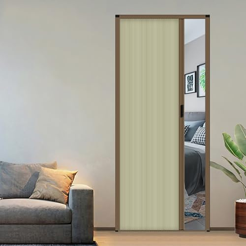 Pounjsd Falttür Innentüren Ohne Bohren Schiebetüren, Ziehharmonika-Tür, 180/190/195/200/203 cm Hohe Falttür, Faltgitter für Küche Dusche Kleiderschrank, Individuell Anpassbar, für Schlafzimmer,Bad