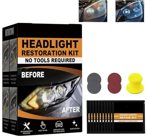 HJBGBQKTS Kit de Reparación de Faros de Auto, Kit de Limpieza Cerámica para Faros Automotrices, Repara Rayones, Amarilleamiento, Pule y Restaura el Brillo