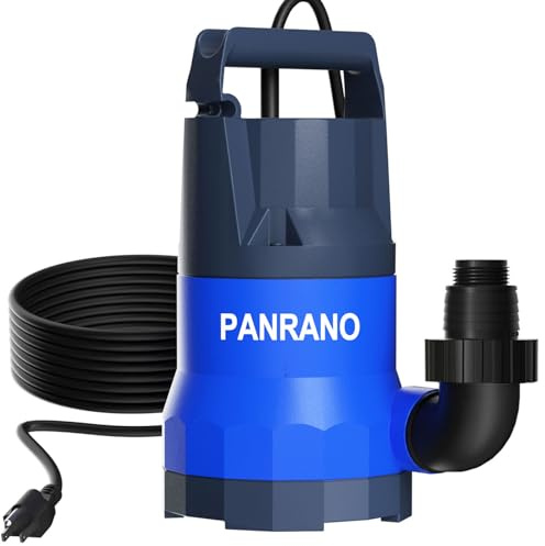 PANRANO Sump Pump 3/4HP Submersible Water Pump 3500GPH Electric Portable Transfer Water Pumps for Pool Draining with 16.4ft Power Cord, Manual