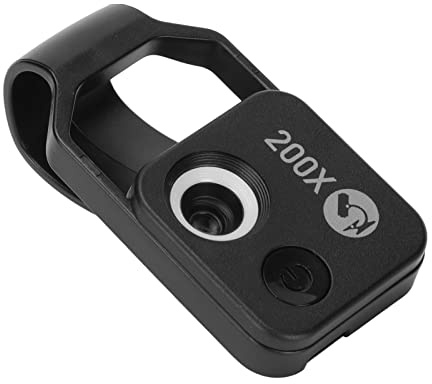 Julihai Mini Microscopio de Bolsillo con Zoom 200X con Luz LED para Cámara de Teléfono Microscopio para Teléfono Móvil para Niños Estudiantes Material ABS (Black)