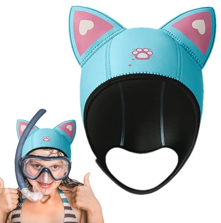 Neoprenhuv | Neoprenhatt med kattöron | Dykhuva med kattöron, 3 mm neopren, för kvinnor och barn, dykhatt för snorkling