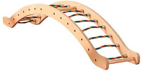 Kletterwippe, Kinderwippe, Wippe aus Holz mit buten Seilsprossen, Kindergarten