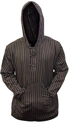 SHOPOHOLIC FASHION flerfärgad dharke ränder morfarfarfar-huvtröja, skjorta, lätt, Kaffeblandning, 3XL