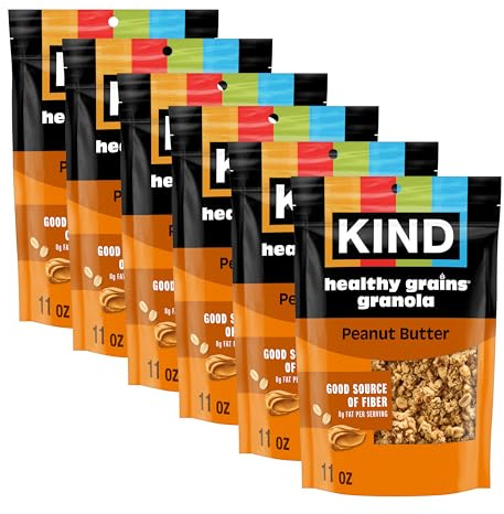 Healthy Körner Granola Family Size, Healthy Snack, Peanut Butter Granola Clusters, 10 g Protein, Snack Mix 400 g (6 Pack)