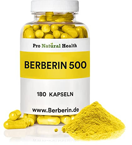 Berberin 500 mg (180 Kapseln) - Made in Germany - vegan - hochdosiert 97% Berberin HCl - natürliches Nahrungsergänzungsmittel Berberin Pulver Wurzelextrakt aus der Berberis Aristata Pflanze