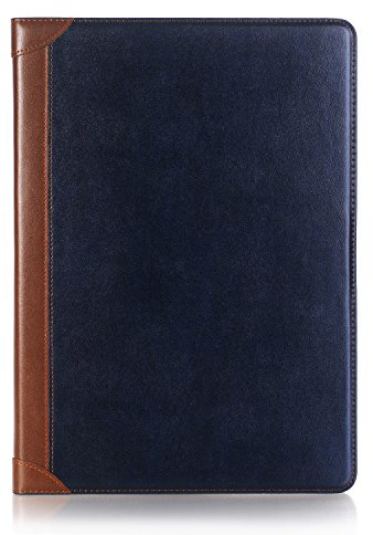 iPad Pro-1.2. (12,9'') 2017 2015 Hülle, DMaos Vintage Buch Kunstleder Smart Cover, Auto Sleep/Wake, Business Dokumenten- und Kartenhalter – Blau