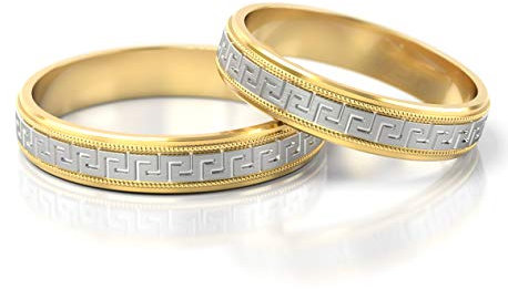 JC Gold Trauringe - Gelbgold Weißgold Eheringe Bicolor inklusive Stein und Gravur im Paarpreis PL212 (14 Karat (585) Bicolor)
