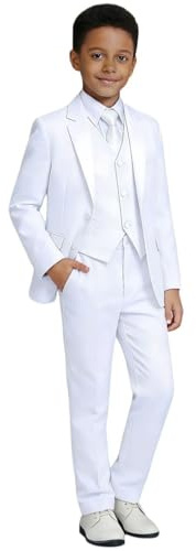 Visaccy White Suit for Boys Graduation Suits for Kids Outfit Communion Dresses Size 10