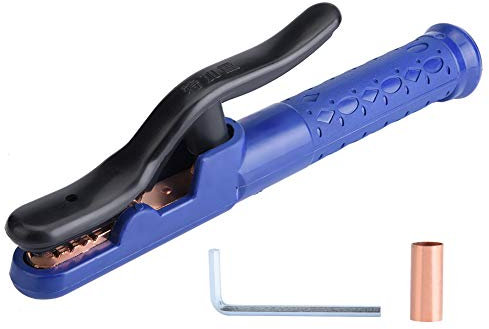 Soportes de electrodo de soldadura, portaelectrodo de 800A Aislamiento de cobre Abrazadera de soldadura ingenio Llave Tubo de cobre para la máquina de soldadura, mango azul(Brass)